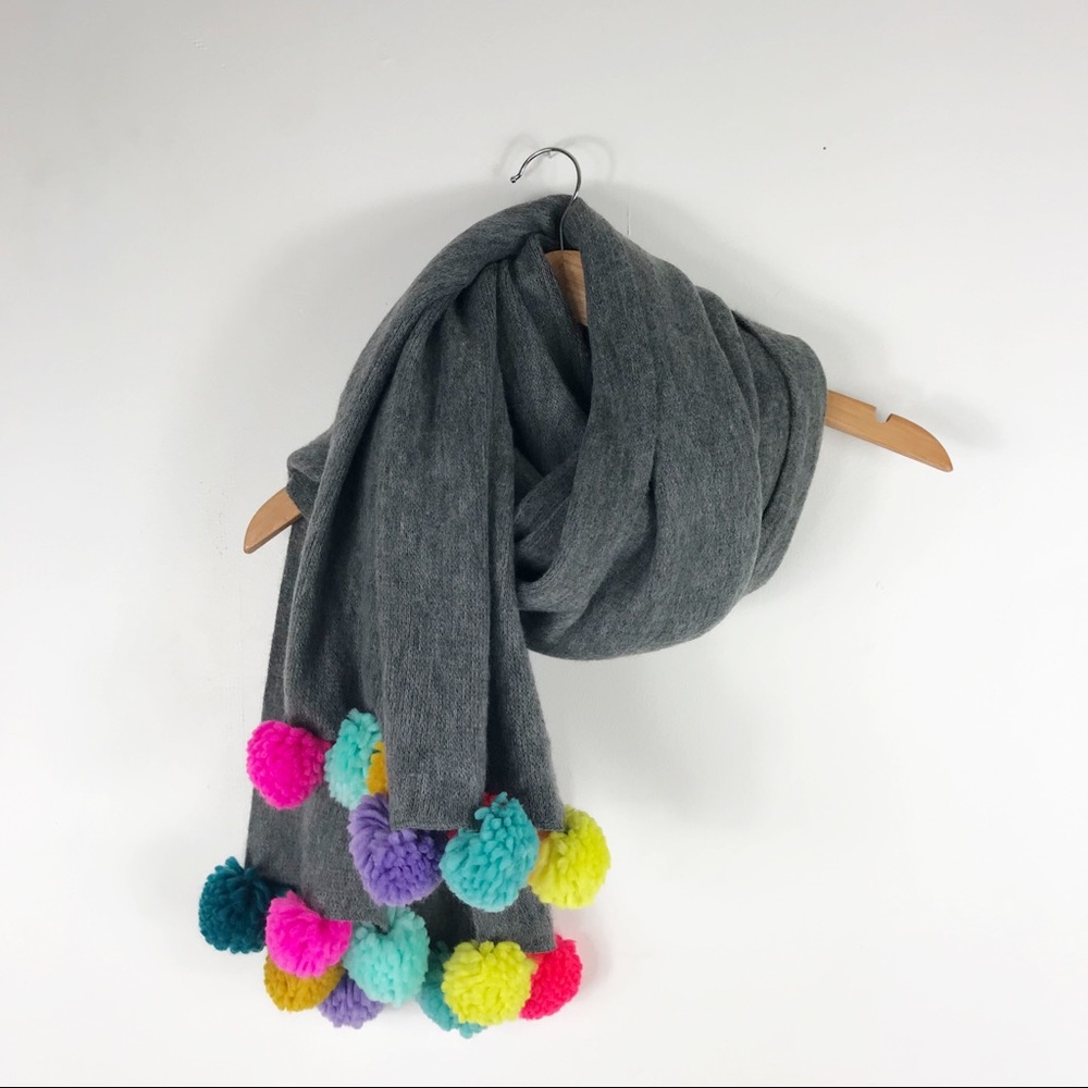 Pom Pom Winter Grey Scarf